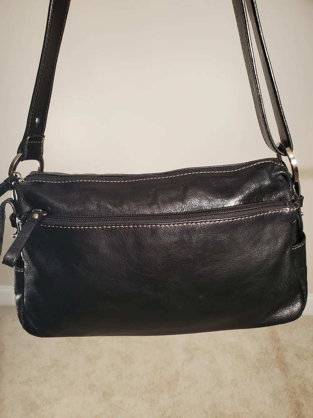 Giani Bernini Black Leather Crossbody Purse Vintage
